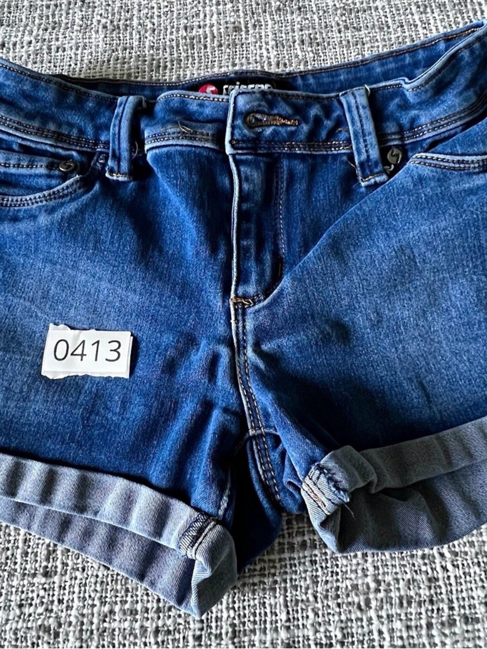 Tractr Dark Blue Cuffed Denim Shorts